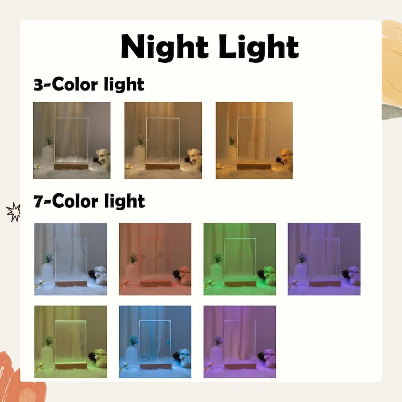 Personalized Acrylic Photo Night Light Plaque | Custom Mother's Day Gift