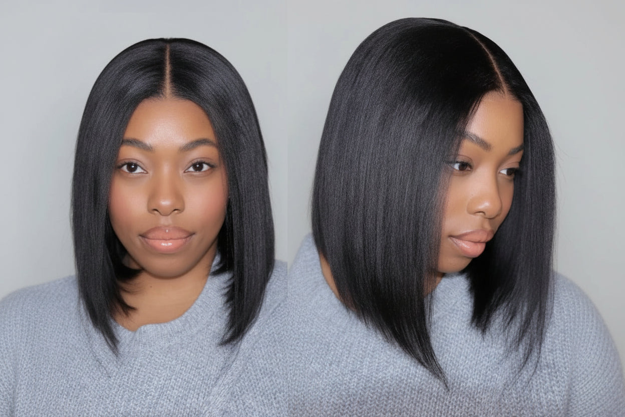 Hair Blunt Cut Bob Wigs Human Hair 7x5 Lace Glueless Short Straight Bob Wigs Yaki Straight Bob Wigs