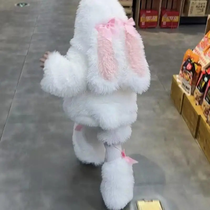 Kawaii Children Plush Rabbit Cosplay Costume Set — Warm Winter Outfit for Girls