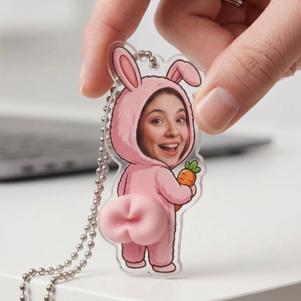 Personalized Funny Butt Keychain, Custom Photo Acrylic Bag Charm & Novelty Gift