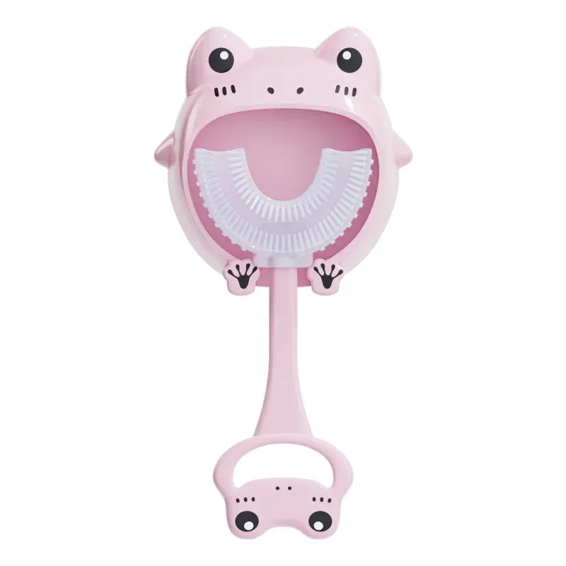Kids U-Shaped Silicone Toothbrush — 360° Cartoon Design for Ages 1–12