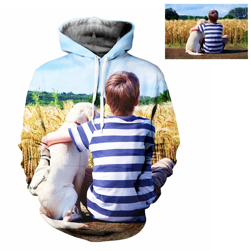 Personalized 3D Print Hoodie — Custom Photo, Logo & Name