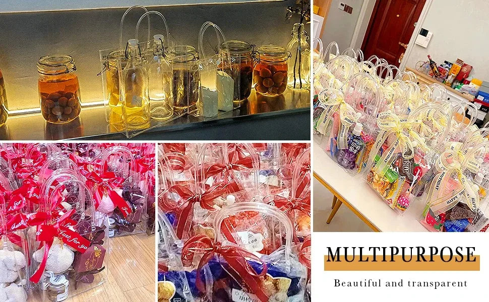 Transparent PVC Gift Tote Bags with Handle — Clear Plastic Packaging Bags
