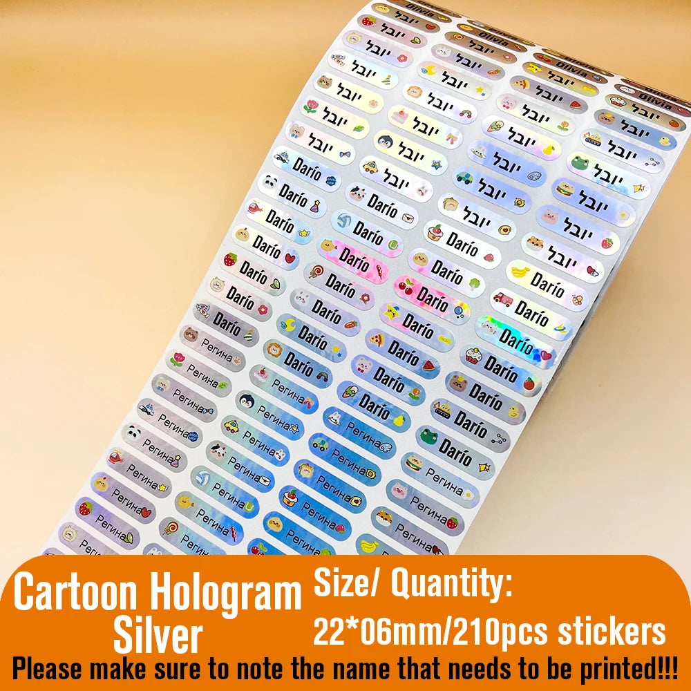 210pcs Personalized Waterproof Name Tag Stickers for Kids