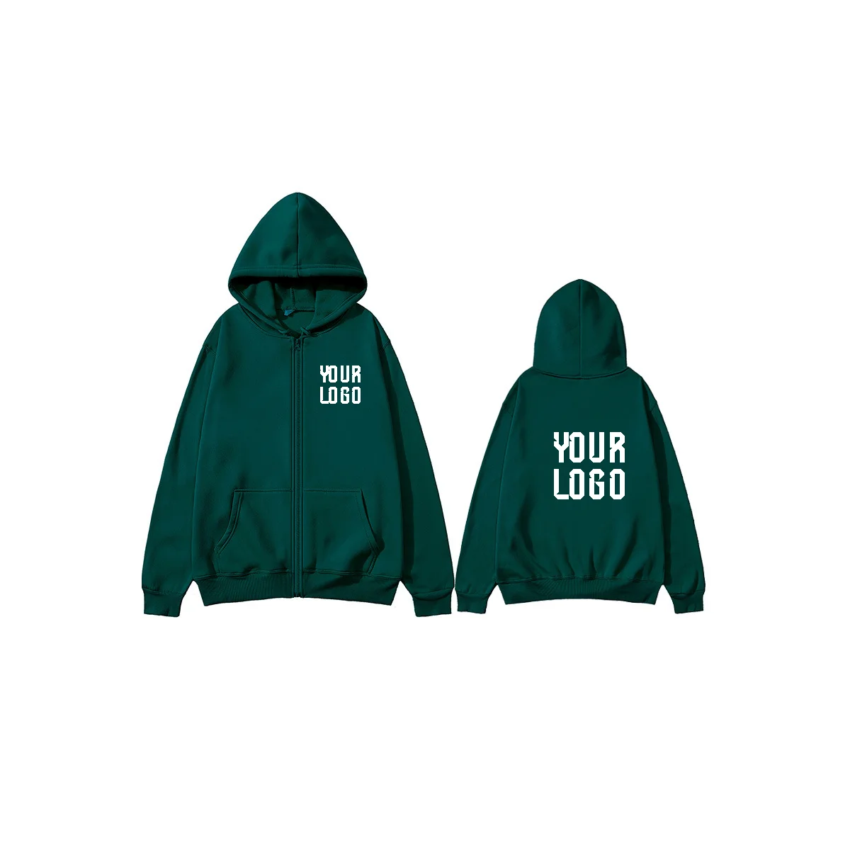 Personalized Zip-Up Hoodie — Custom Text & Pattern | Unisex