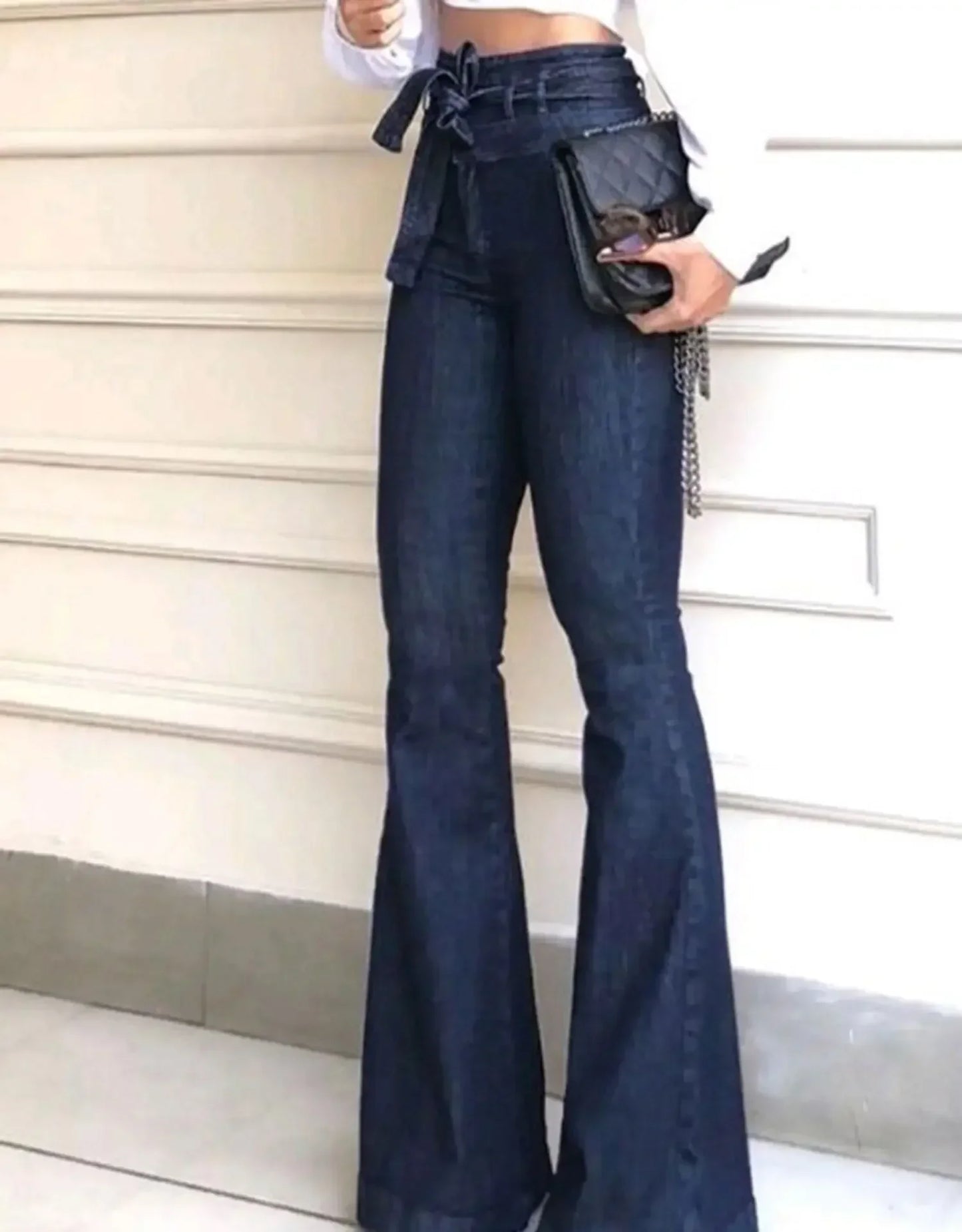 Women's High Waist Flare Jeans — Slim Fit Streetwear Denim Pants