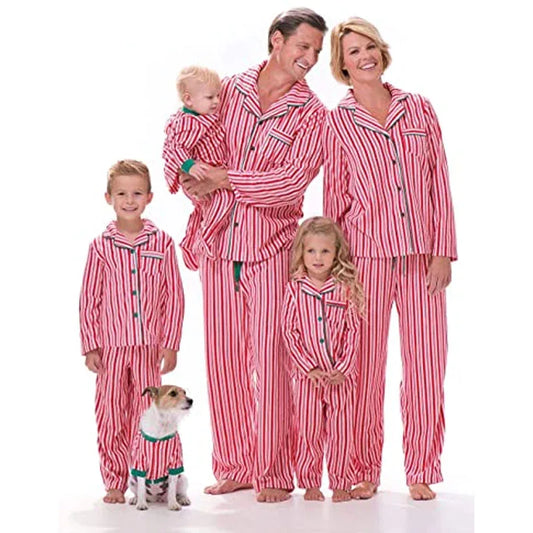 Matching Striped Christmas Family Pajamas for Adults, Kids, Babies & Dogs