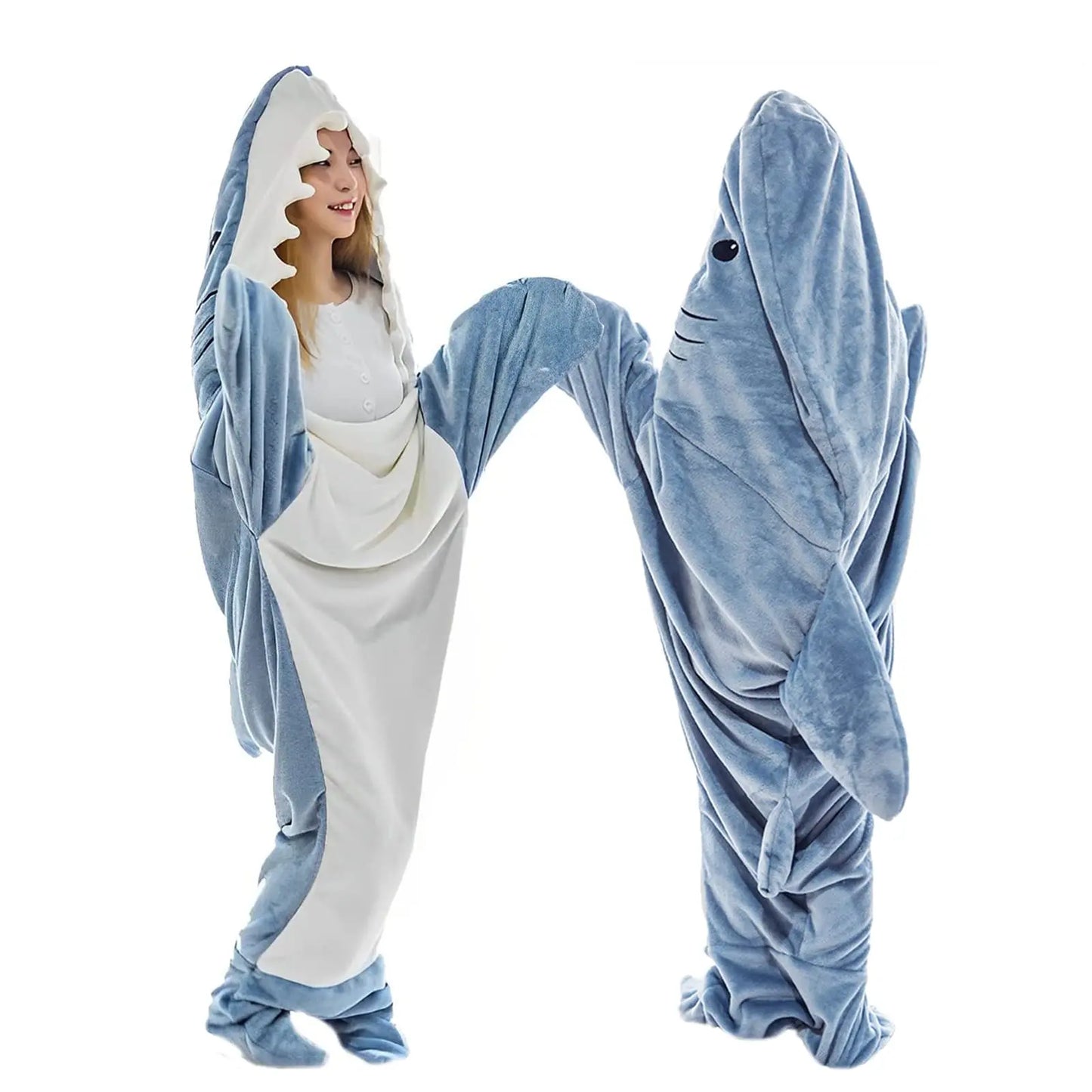 Pijama Tiburón con Capucha para Adultos — Saco de Dormir Portátil