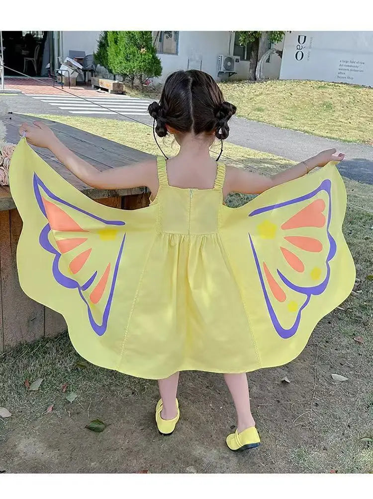 Girls Summer 3D Butterfly Dress — Cute Sleeveless Tank Party Dress for Kids 3-8 Years