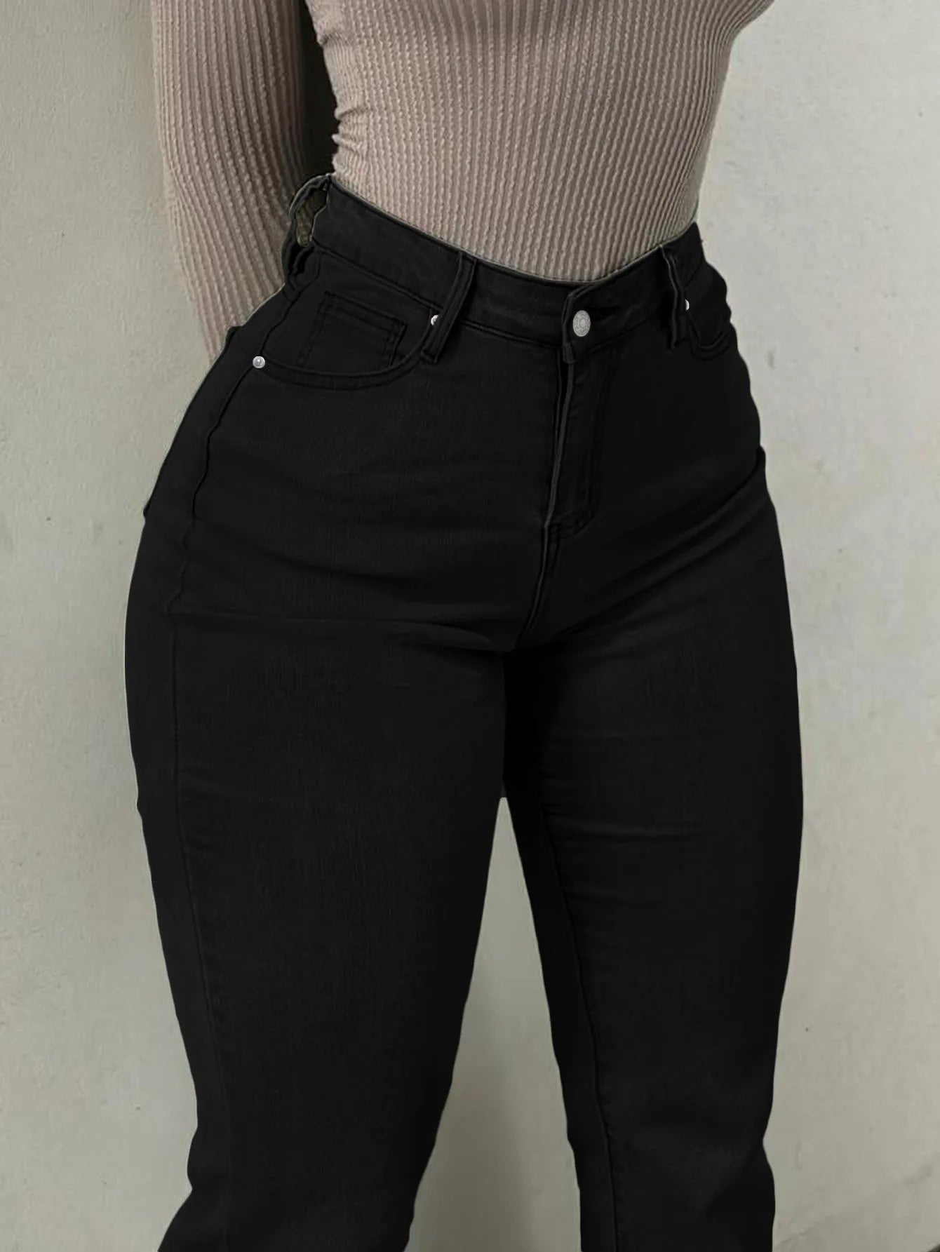 Women's High Waist Flared Jeans — Stretch Slim Fit Street Style
