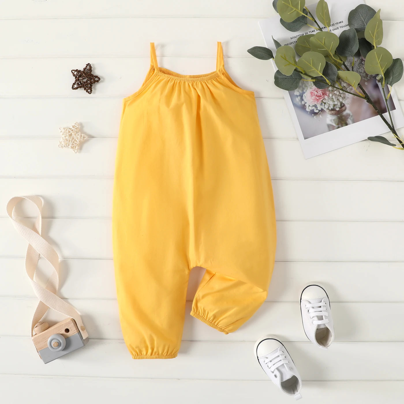 Baby Girl Cotton Sleeveless Harem Overalls — Soft & Breathable