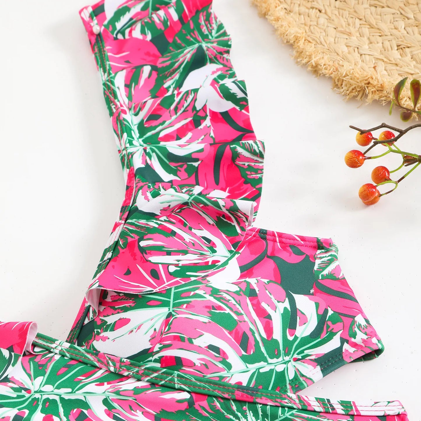 Women's Floral Print Two-Piece Bikini Set — High Waist Sexy Ruffled Swimsuit