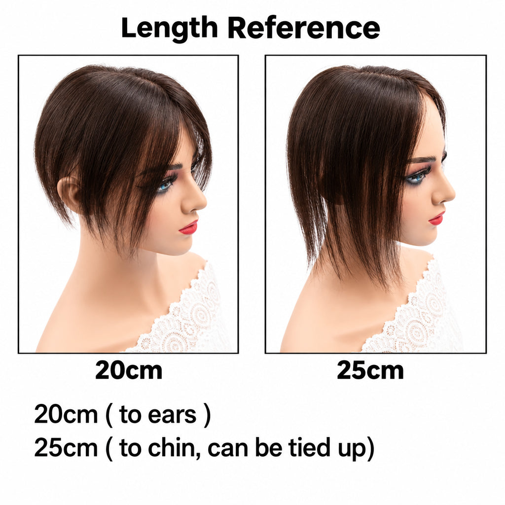 Women's Straight Human Hair Topper — 4 × 13 cm Mono & PU Base