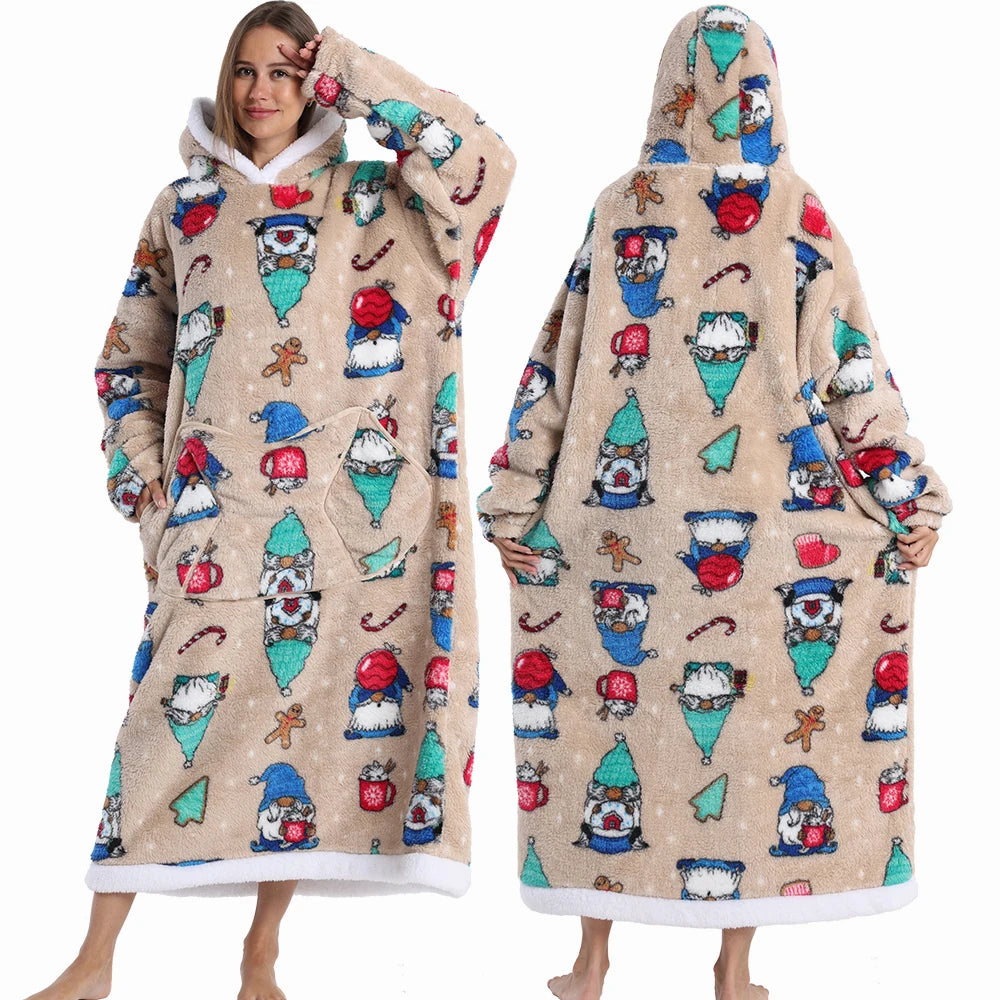 Cartoon Wearable Blanket Hoodie for Adults