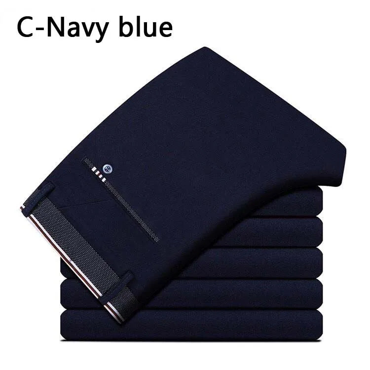 Men's Slim Straight Dress Pants – Elastic Waist Formal Trousers (Size 28–40)