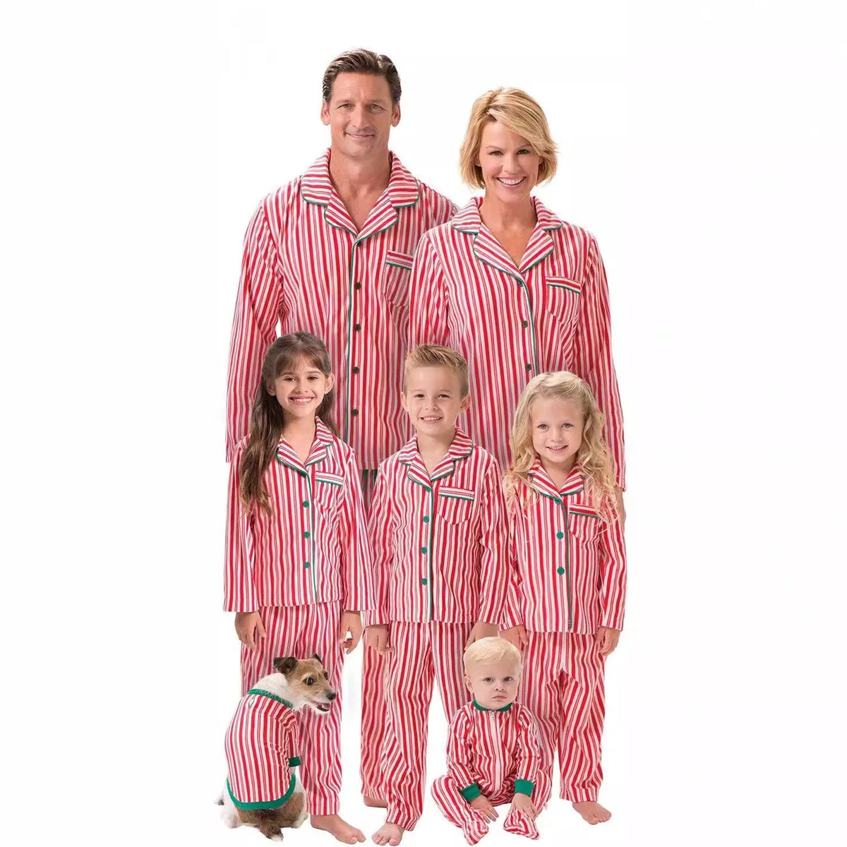 Matching Striped Christmas Family Pajamas for Adults, Kids, Babies & Dogs