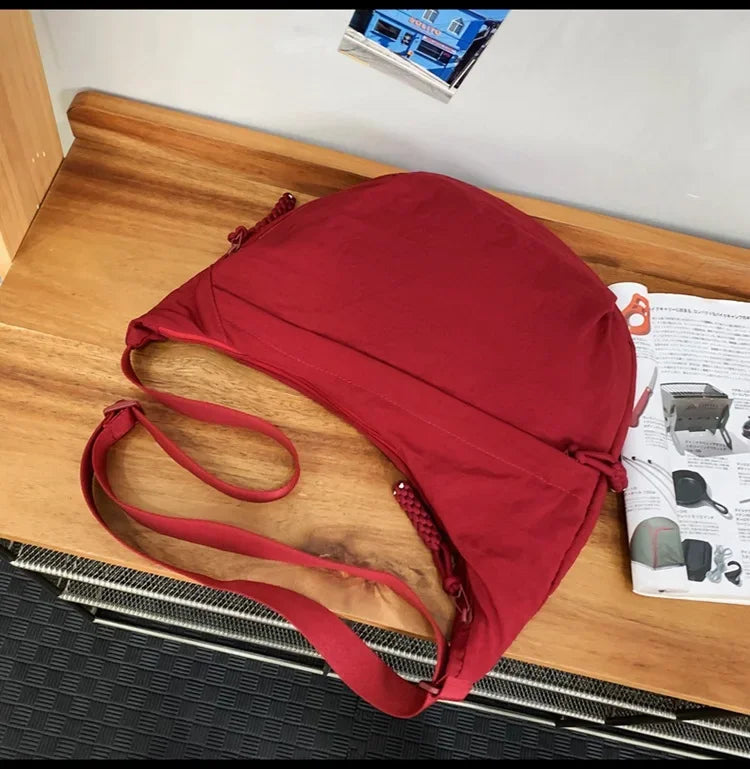 Trendy Women's Soft Cloth Shoulder Bag Solid Color Student Casual Style Big Handbags Crossbody Bags for Women Shoulder Hobos Bag