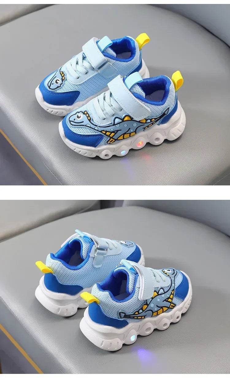 LED Children Cute Cartoon Boys Casual Sneaker for Children Shoes Girl Mesh Breathable Lighting Shoes Baby Illuminated Shoe
