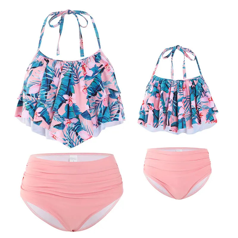 Family Matching Swimsuit — Mom & Daughter Tie-Dye Bikini Set