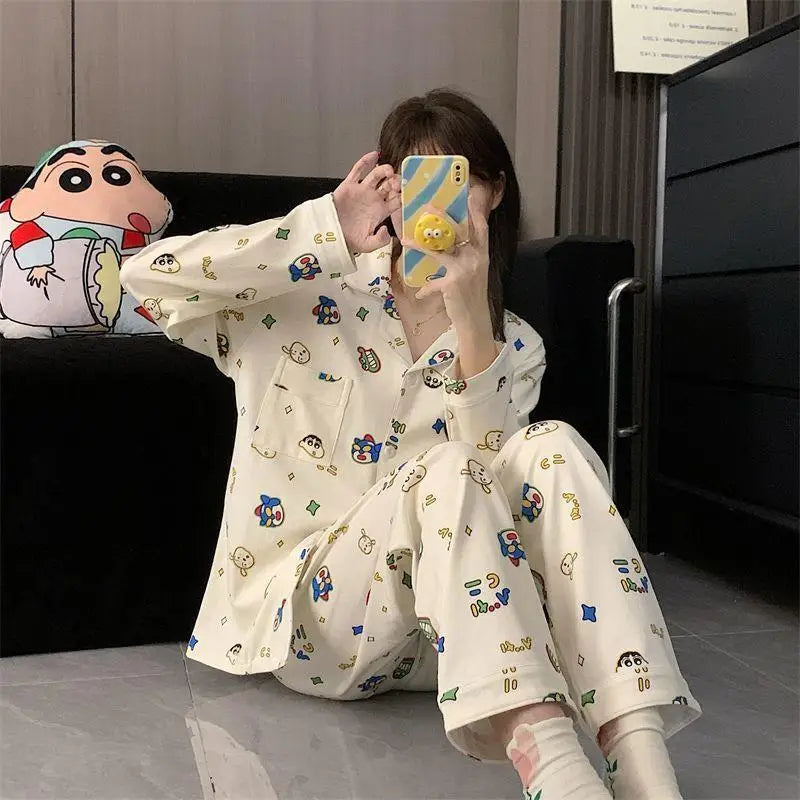 Crayon Shin-Chan Anime Pajamas Set — Women's Kawaii Cartoon Homewear