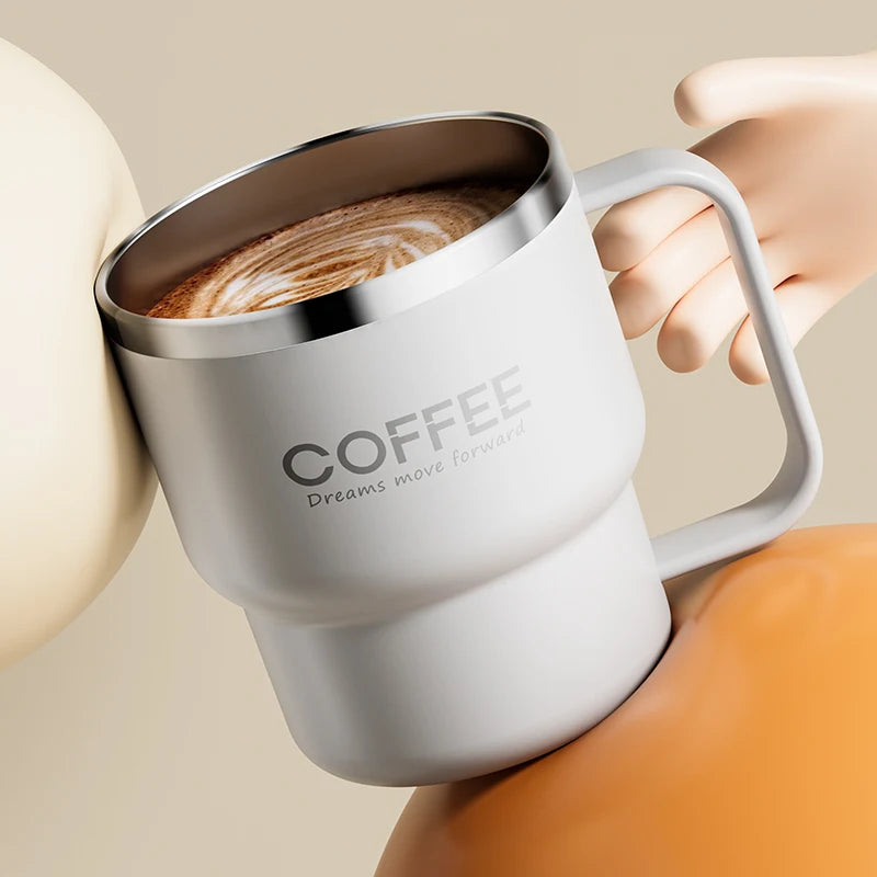 Double Wall Insulated Coffee Mug — 304 Stainless Steel with Handle