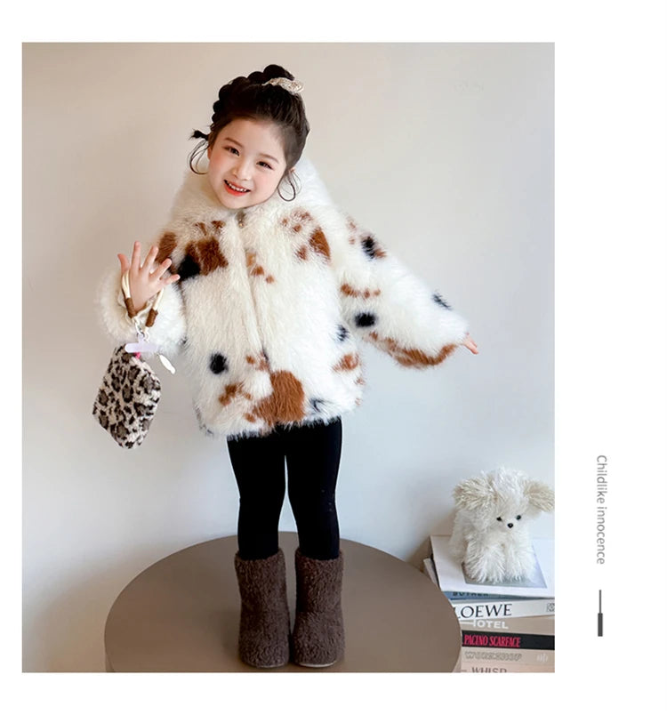 Adorable Faux Fur Cat Coat for Kids — Warm Winter Jacket