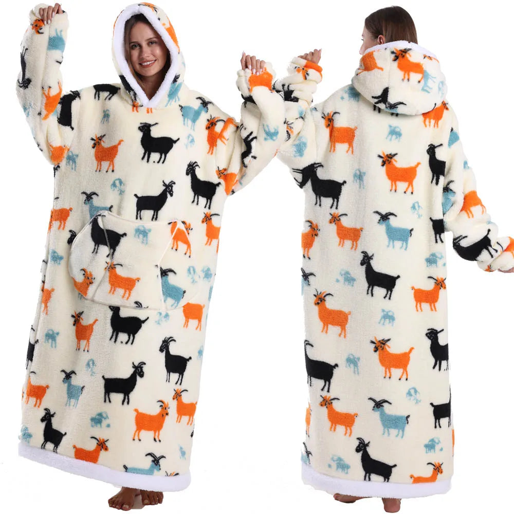 Cartoon Wearable Blanket Hoodie for Adults