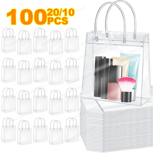 Transparent PVC Gift Tote Bags with Handle — Clear Plastic Packaging Bags
