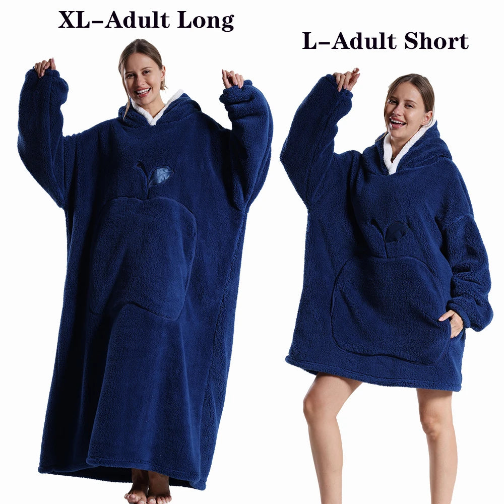 Cartoon Plush Wearable Blanket Hoodie for Adults