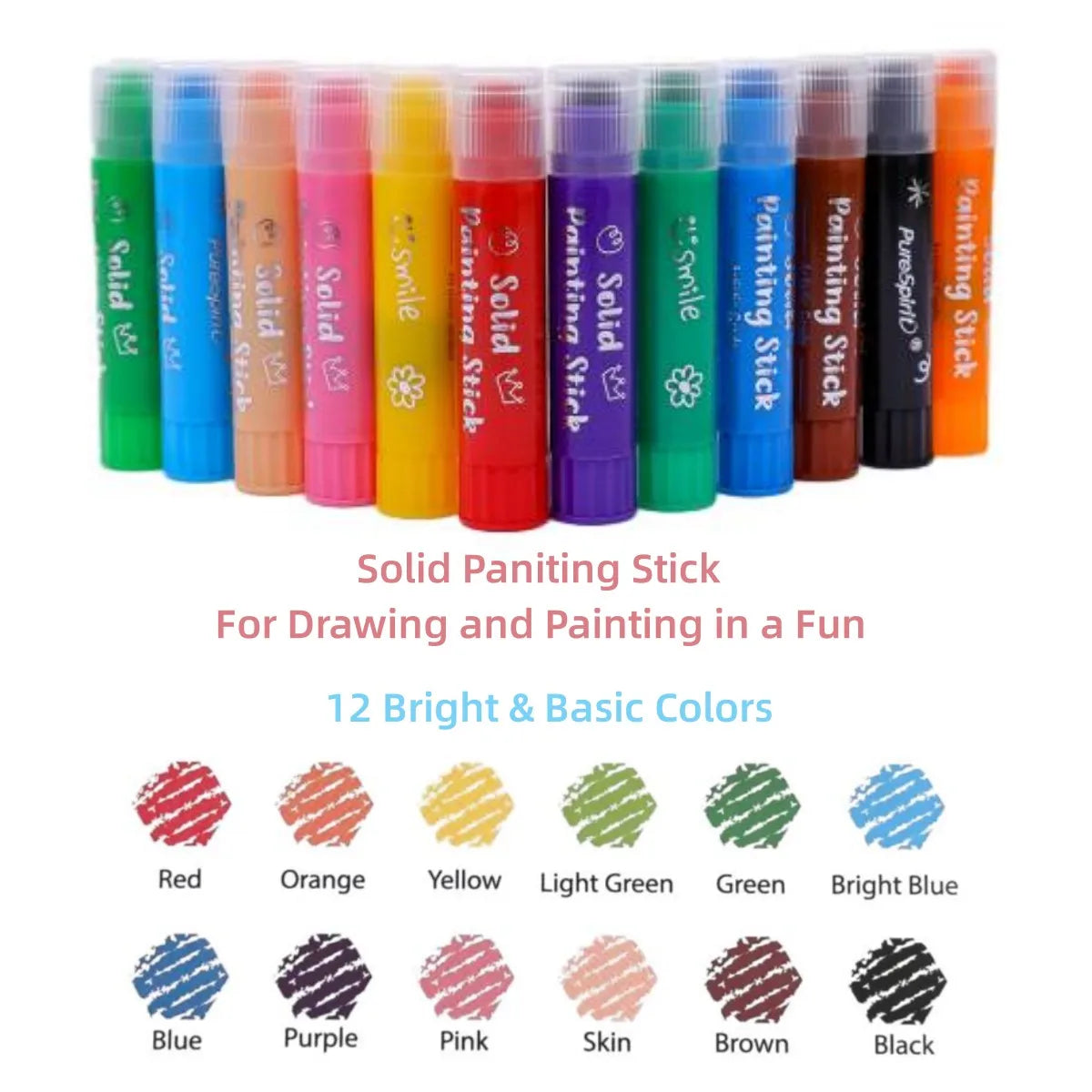 Solid Paint Sticks Set — Washable Colors for Kids & Students