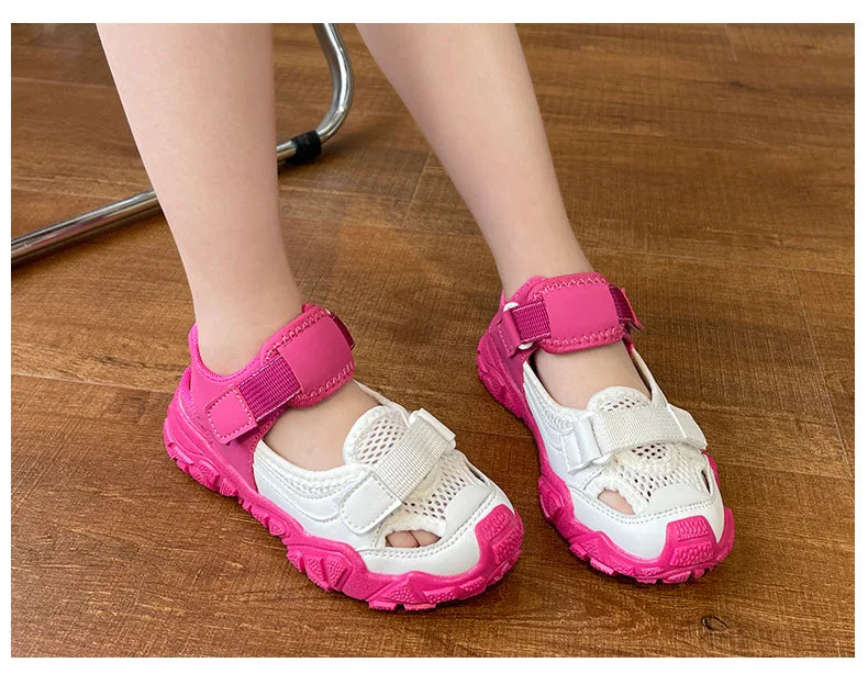 Children Sport Sandals for Girls Mesh Breathable Boys Sneaker Casual Beach Shoes Fashion Hollow Out Non-slip Flat Tenis Feminino