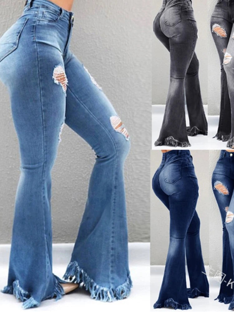 Women's Ripped High Waist Jeans — Distressed Vintage Loose Denim