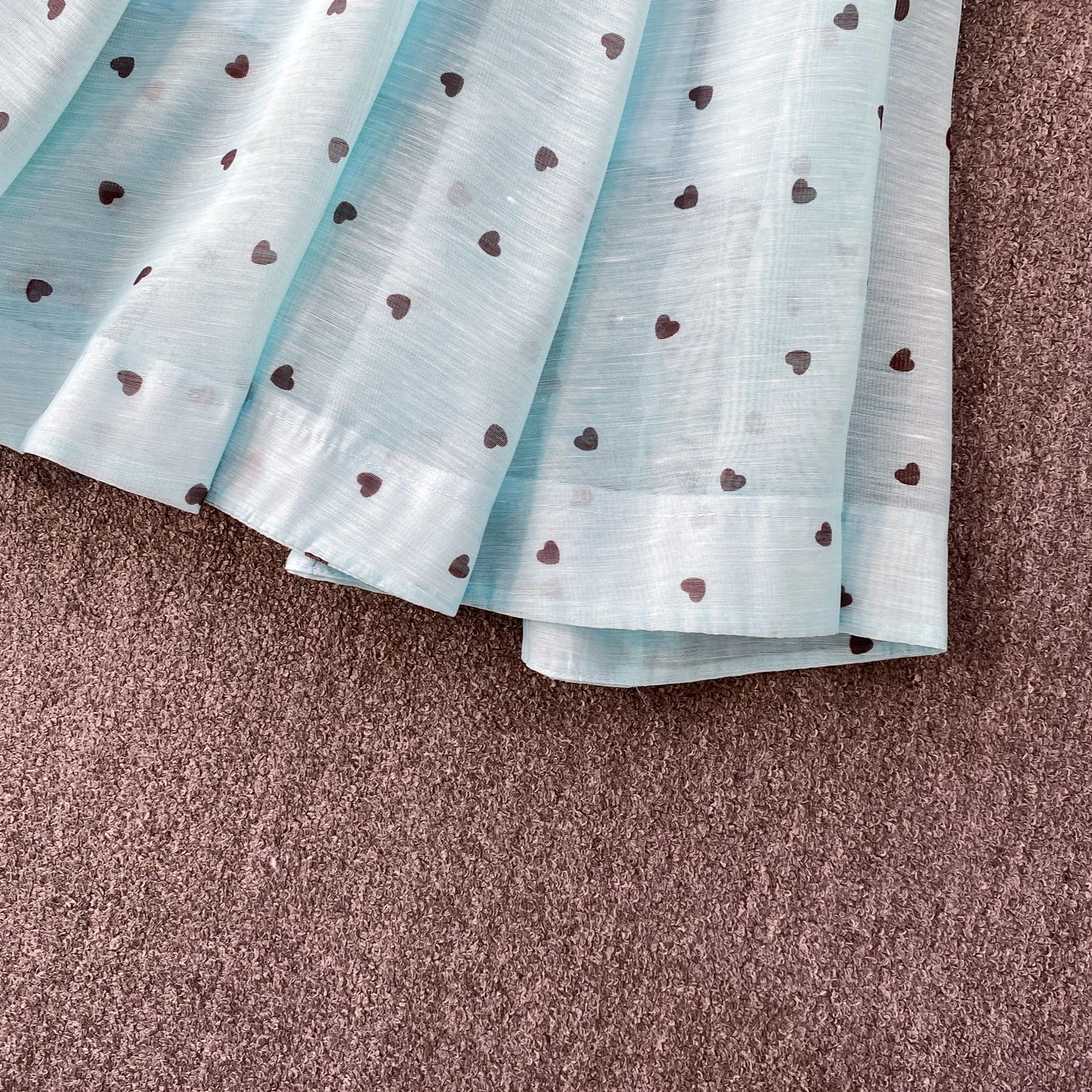 Women's French Style Sweet Chiffon Two-Piece Set — Heart Print Shirt & Flared Skirt