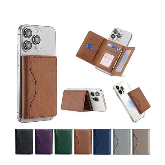 Magnetic Folding Phone Wallet & Stand — PU Leather