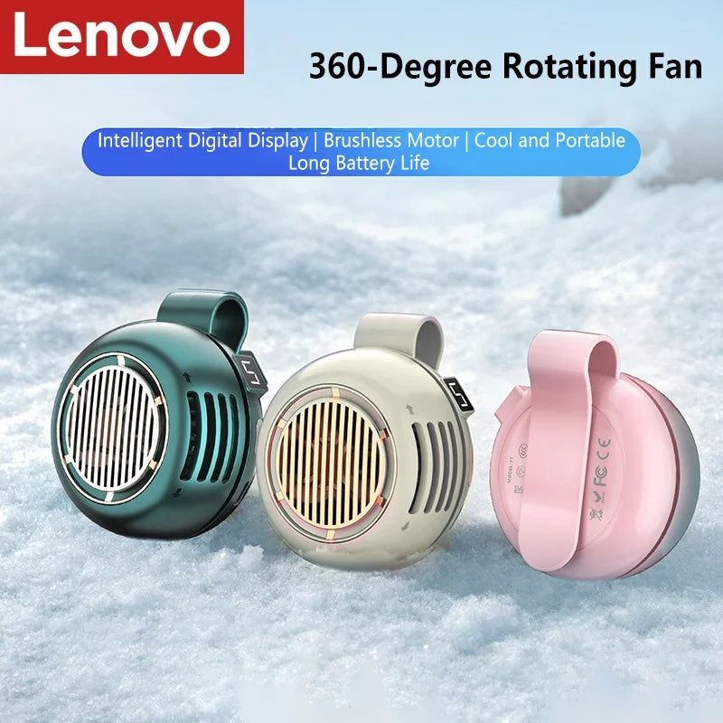 Lenovo Portable Clip Fan – Mini Bladeless USB Rechargeable Wearable Cooling Fan