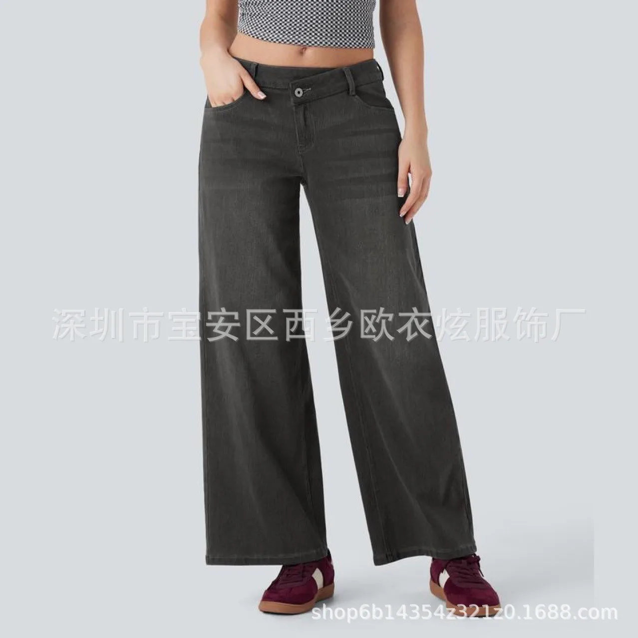 Women's Retro Wide-Leg Baggy Jeans — Washed Denim Mom Jean