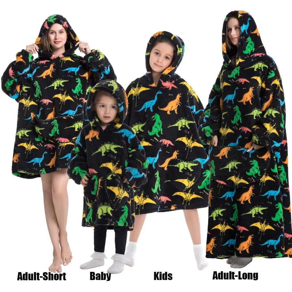 Oversized Cartoon Fleece Hoodie Blanket