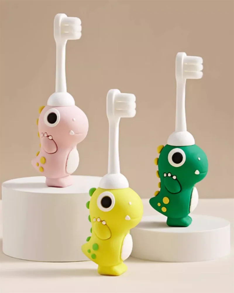 Kids Cartoon Dinosaur Toothbrush — Ultra-Soft Anti-Poke Bristles for Children