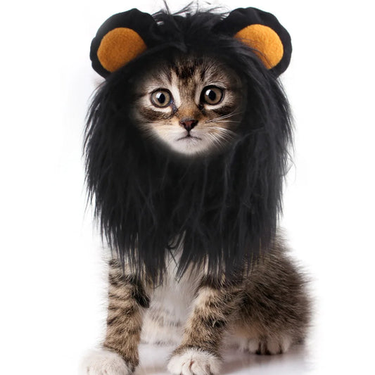 Pet Lion Mane Costume Wig — Funny Cosplay Hat with Ears for Cats & Dogs