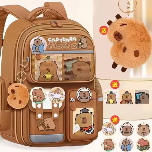 Capybara Kids Backpack — Large Capacity Anime School Bag for Boys & Girls