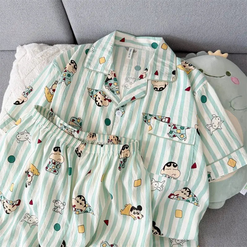 Crayon Shin-Chan Kawaii Pajamas Set — Short Sleeve & Shorts Anime Homewear