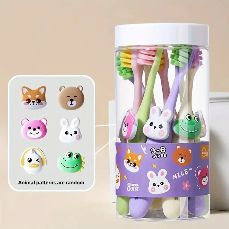 Kids Cartoon Animal Toothbrush Set — 8 Soft Bristle Training Toothbrushes for Toddlers