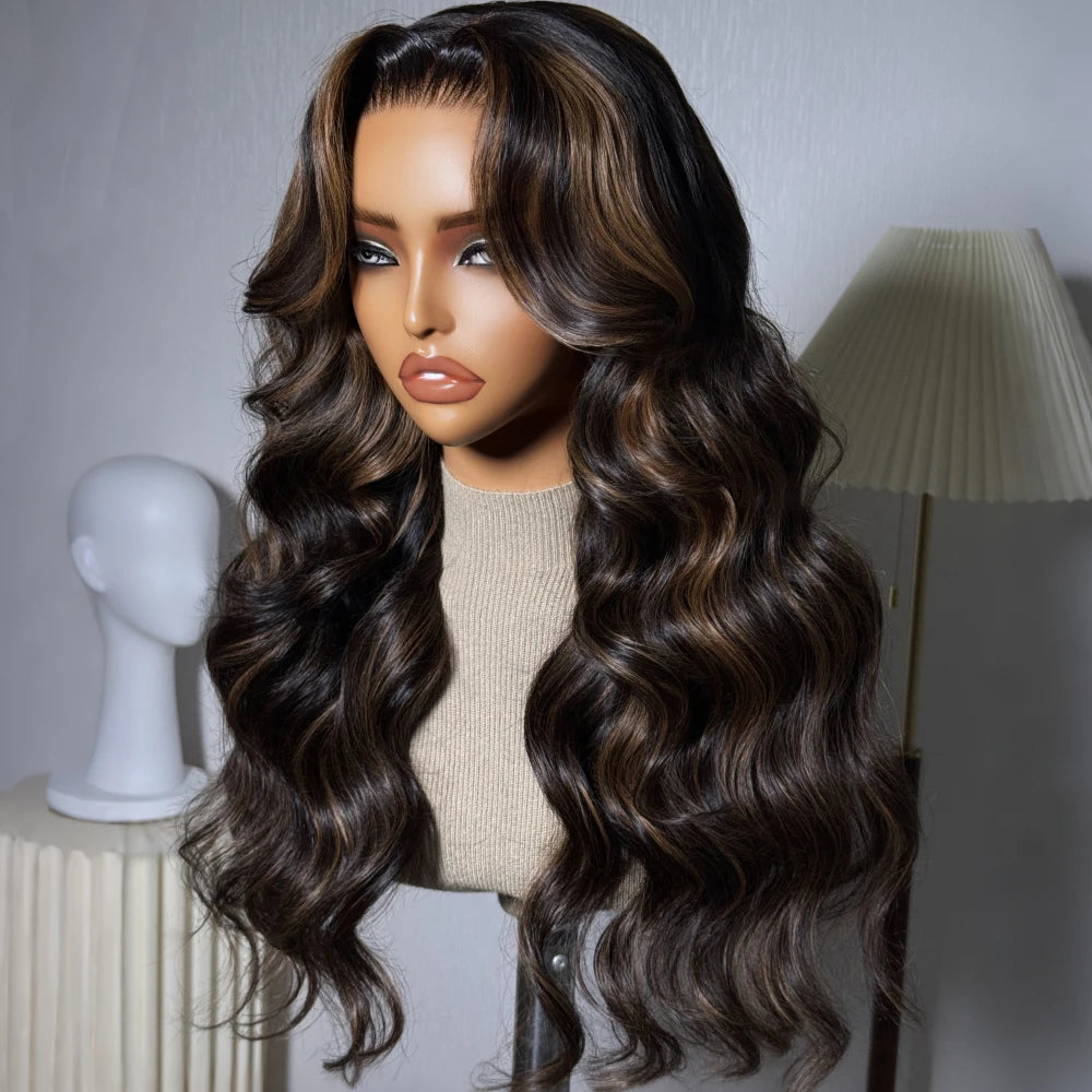 Golden Brown Highlights Body Wave 7x5 Glueless Lace Wig