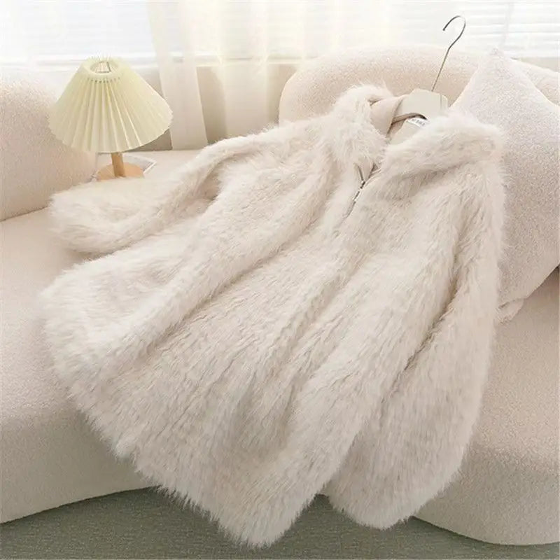 Cute Rabbit Ear Plush Jacket — Women's Sweet Loose Hoodie Outerwear