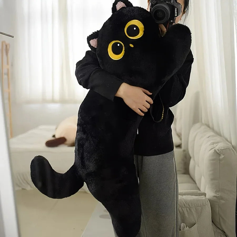 Black Cat Plush Pillow Logic Cat Doll Long Bedhead Pillow Dormitory Sleeping Leg Clamp Pillow Sofa Cushion Home Using Supplies