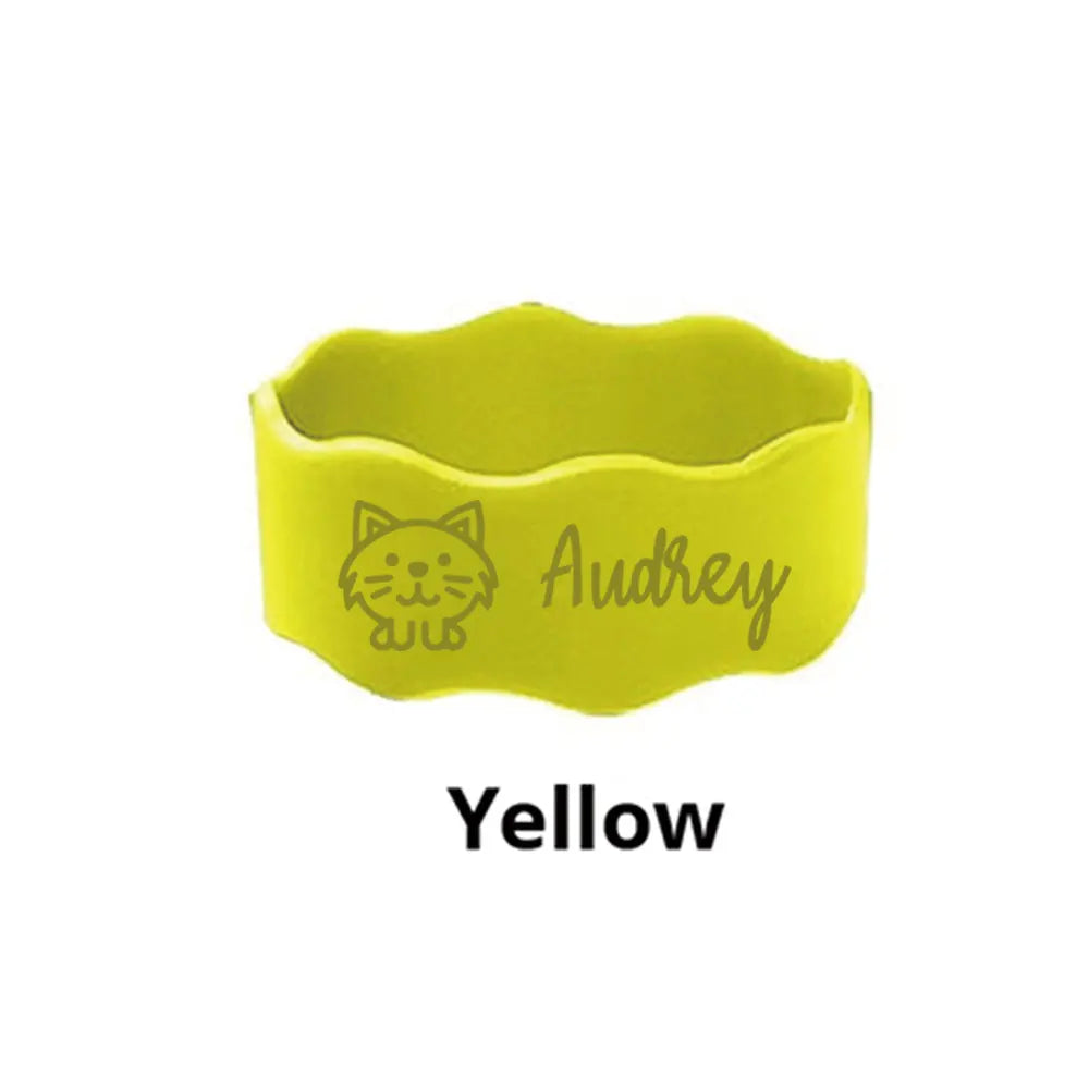 Custom Name Silicone Cup Sleeve with Cute Cat Design, Personalized Kids Water Bottle Band for School & Daycare