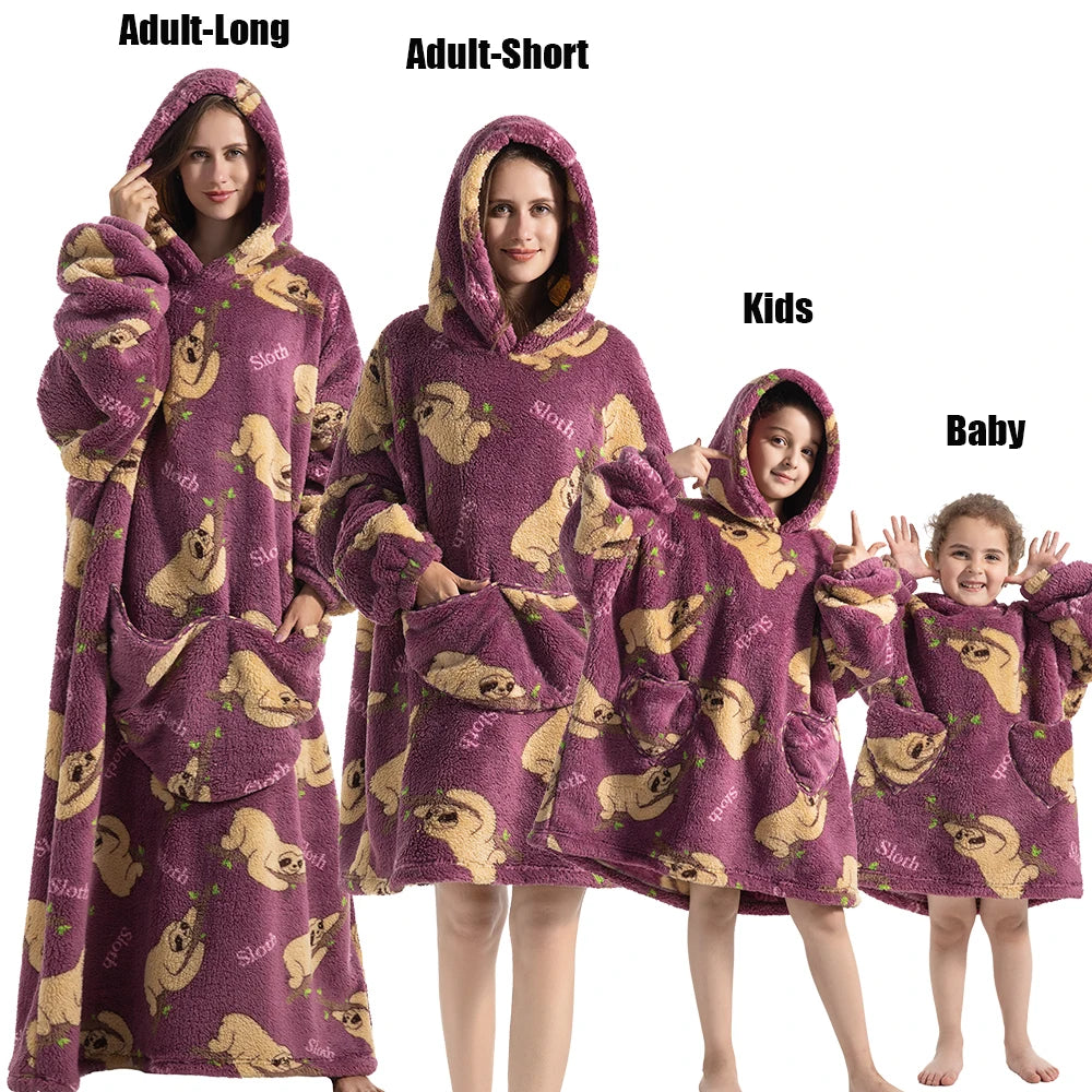 Oversized Cartoon Fleece Hoodie Blanket