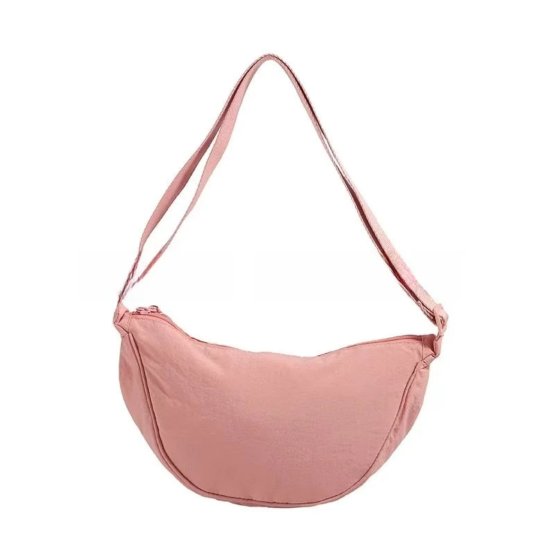 Japanese Style Dumpling Shape Adjustable Lightweight Single Shoulder Bag Underarm Bag Casual Simple Style Unisex Bag