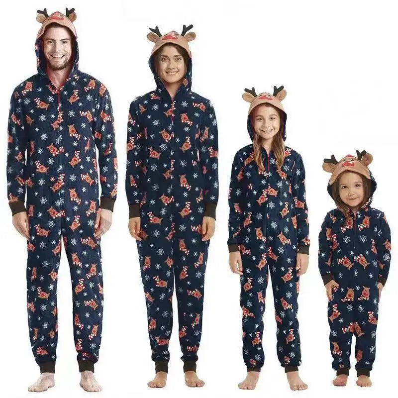 Christmas Family Matching Deer Hooded Onesie Pajamas