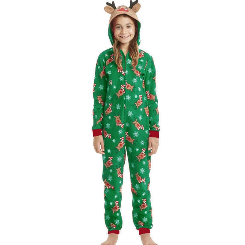 Christmas Family Matching Elk Print Onesie Pajamas